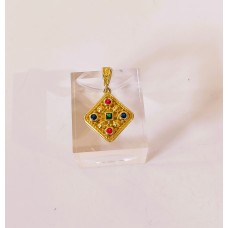 Ασημένιο επίχρυσο βυζαντινό μενταγιόν με ζιργκον (SN243)